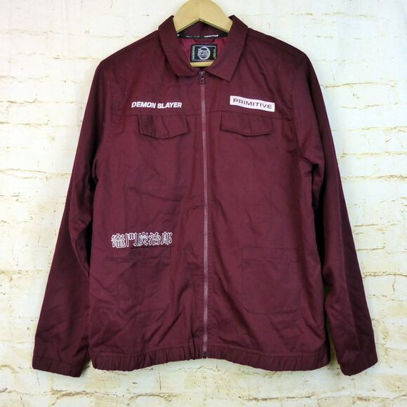 Primitive X Demon Slayer Jacket Men M Red Anime Tanjiro Zip Utility Street Skate - Picture 2 of 16